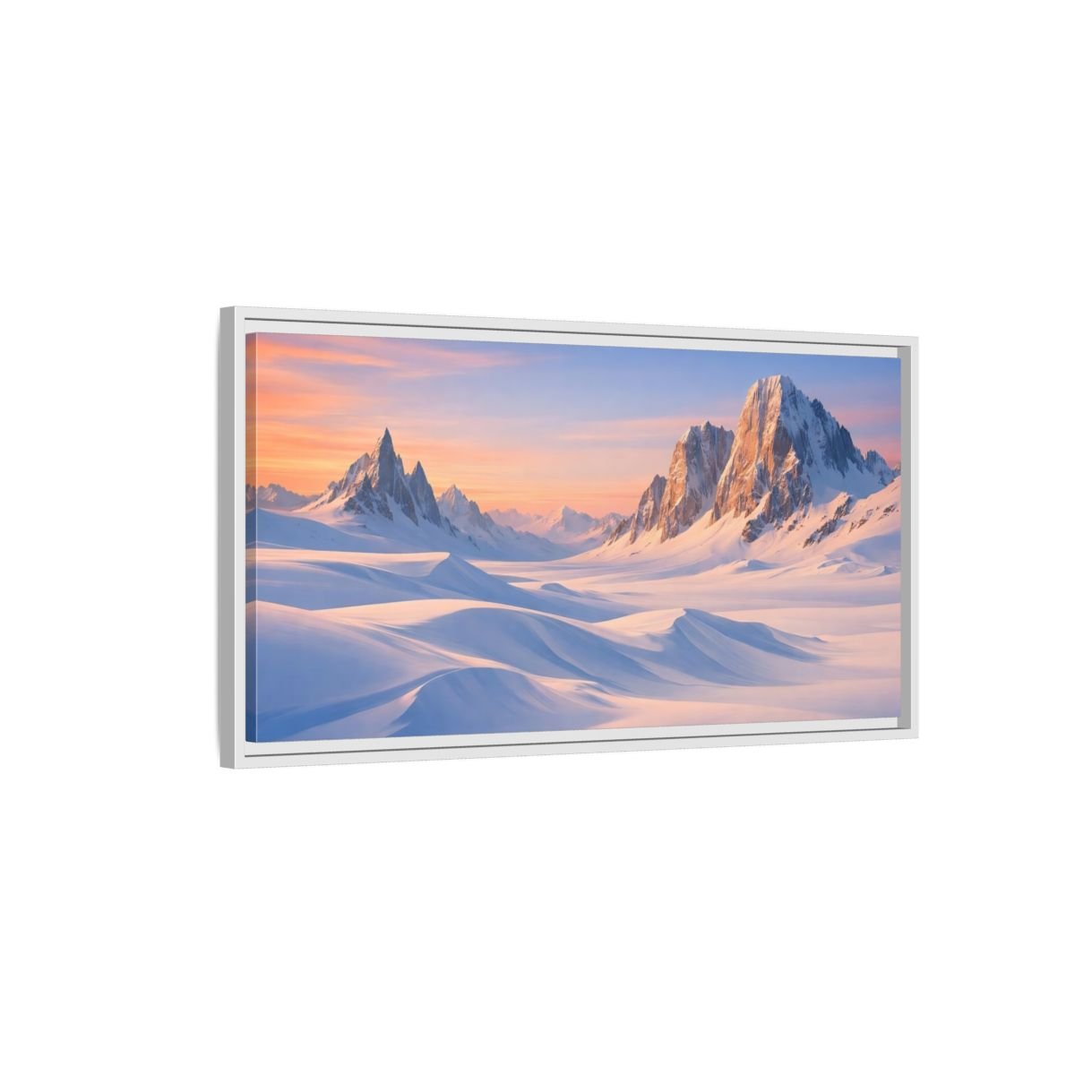 Landscape Nature Snow Mountains Winter - Framed Canvas Wall Art Print - YesArtYes
