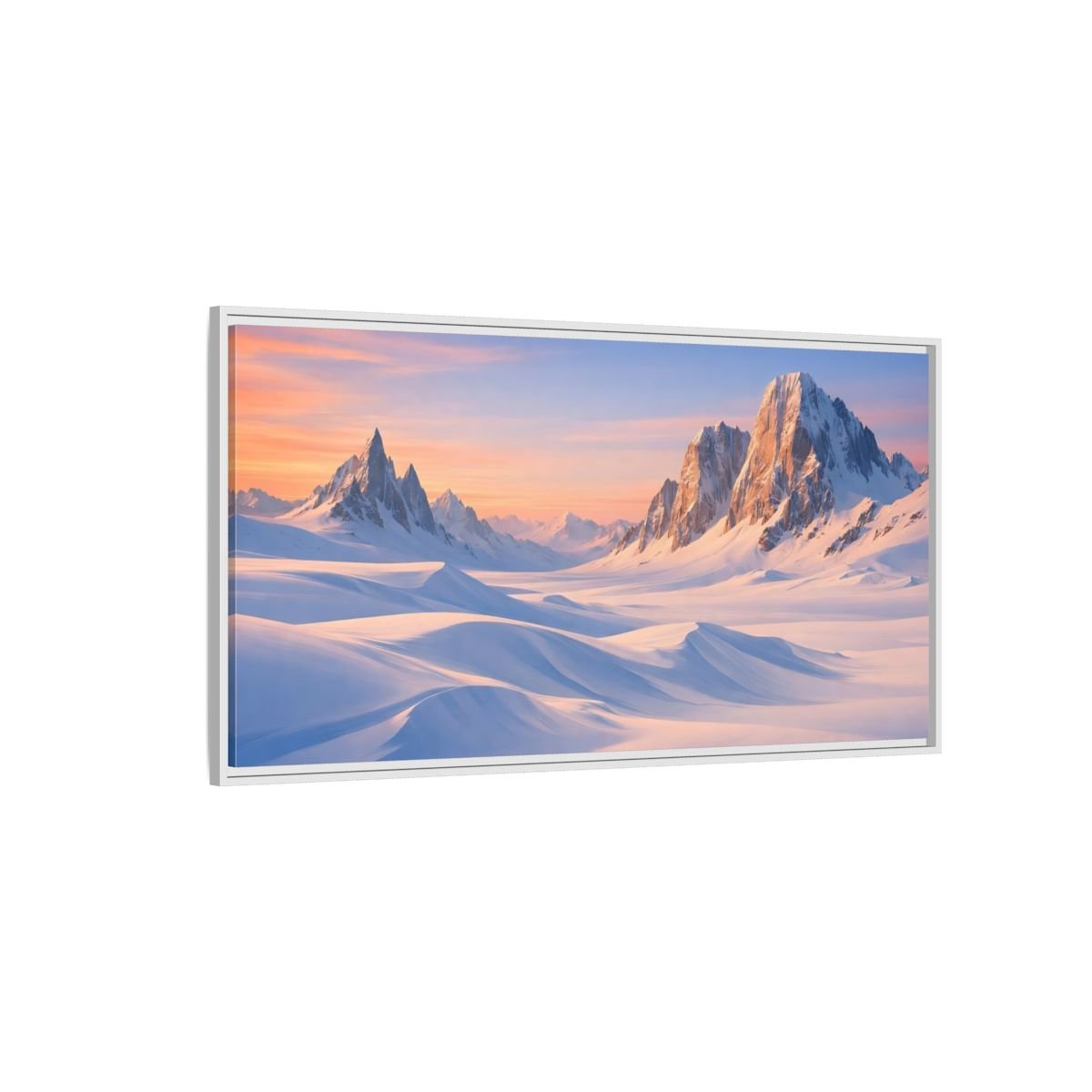 Landscape Nature Snow Mountains Winter - Framed Canvas Wall Art Print - YesArtYes
