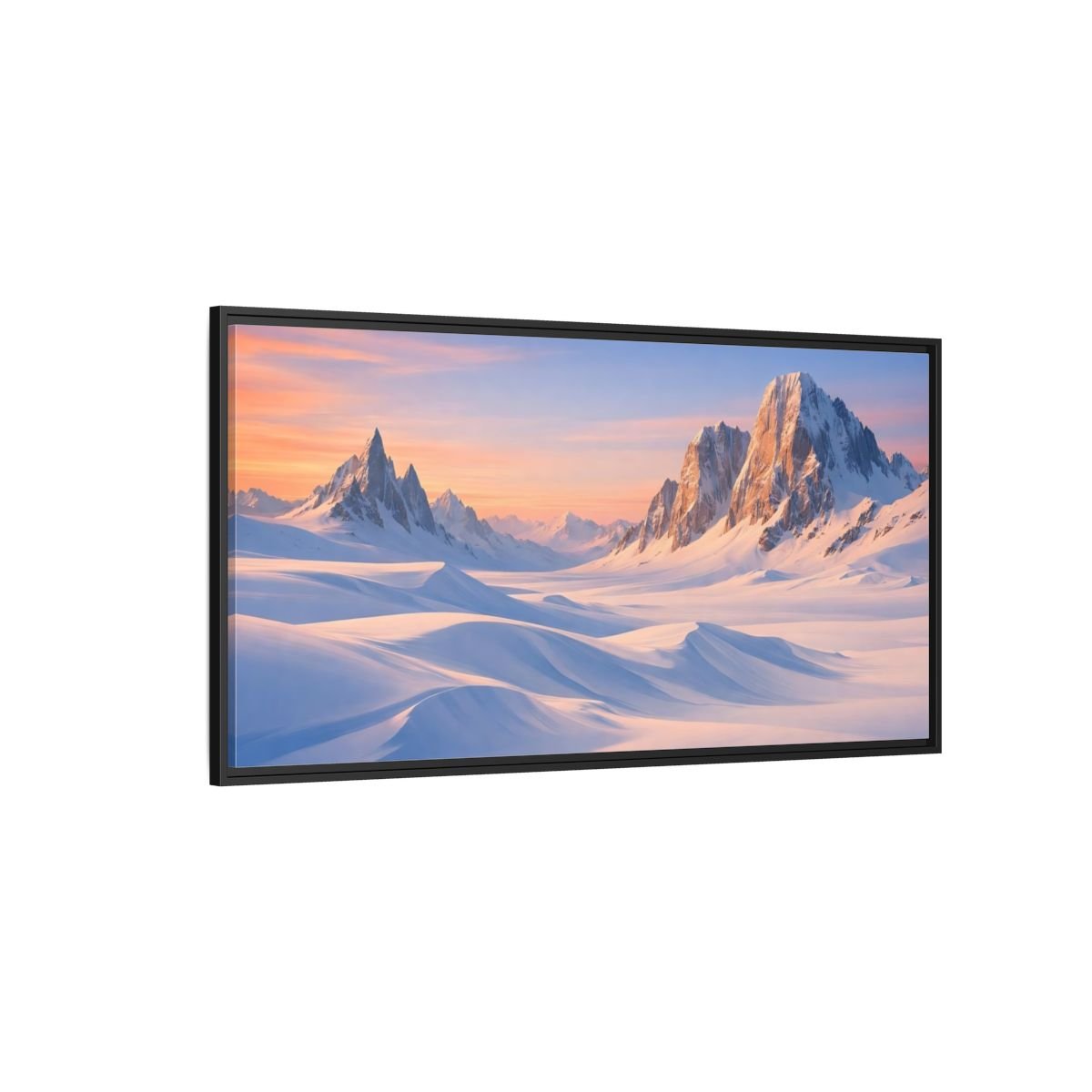 Landscape Nature Snow Mountains Winter - Framed Canvas Wall Art Print - YesArtYes