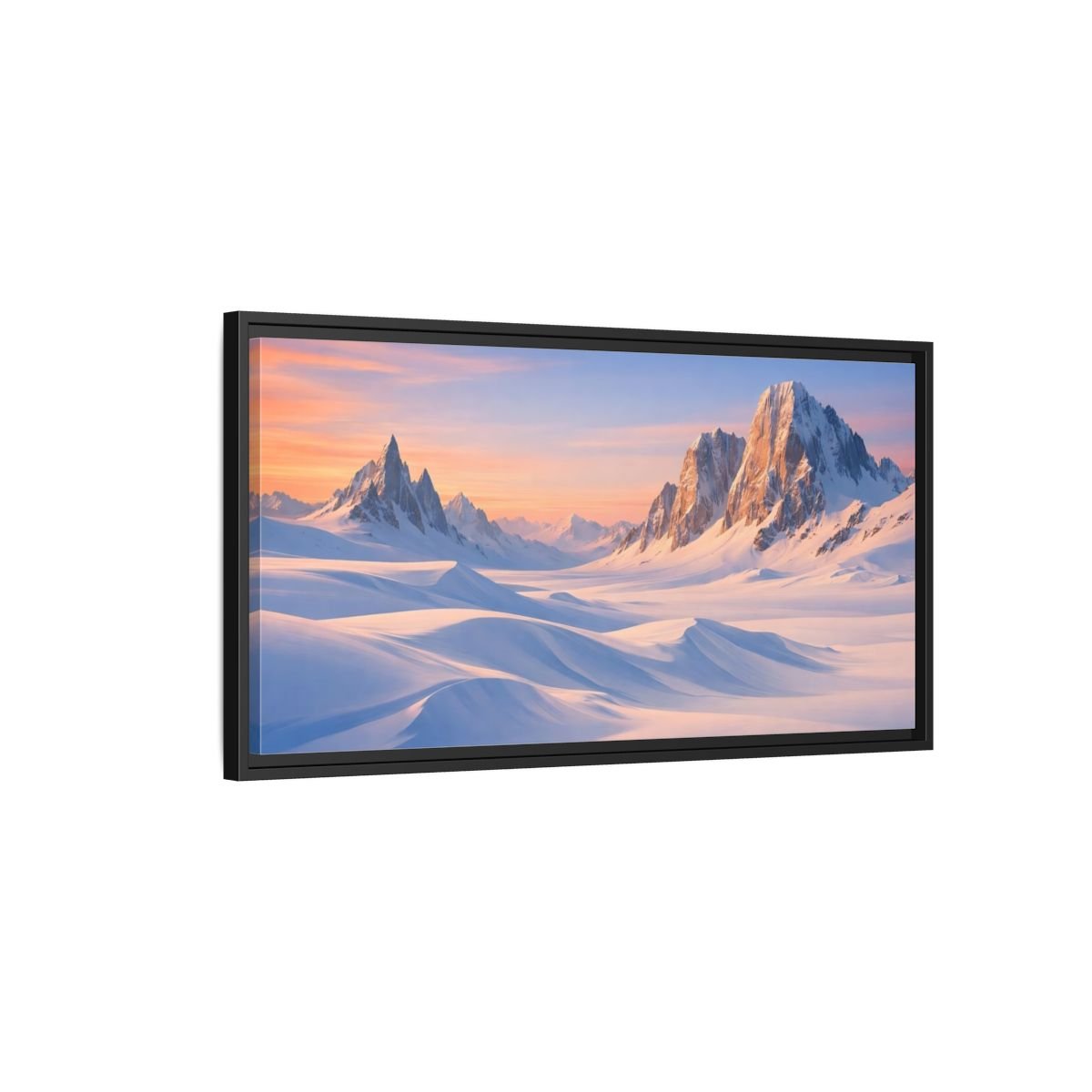 Landscape Nature Snow Mountains Winter - Framed Canvas Wall Art Print - YesArtYes