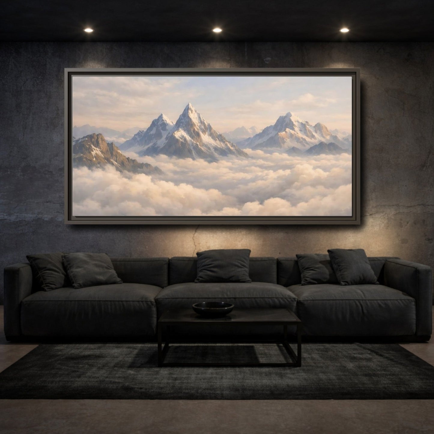 Landscape Nature Snowy Mountains - Framed Canvas Wall Art Print - YesArtYes