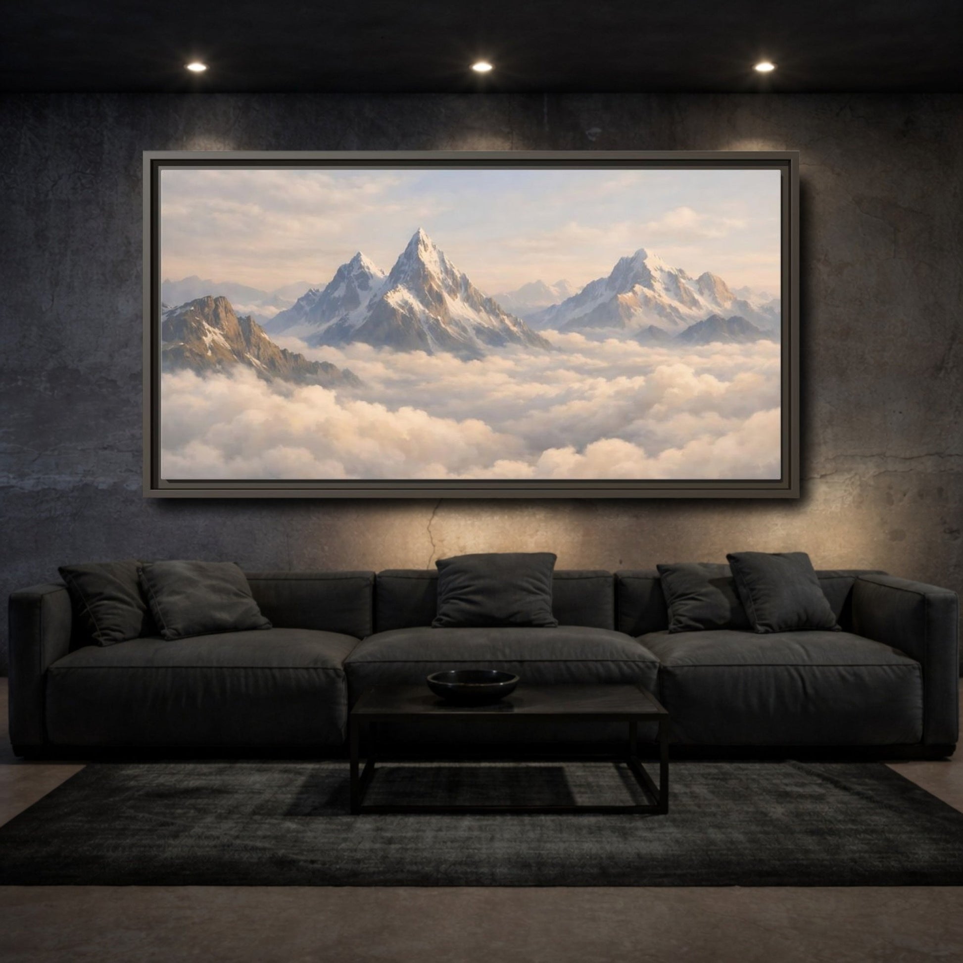 Landscape Nature Snowy Mountains - Framed Canvas Wall Art Print - YesArtYes