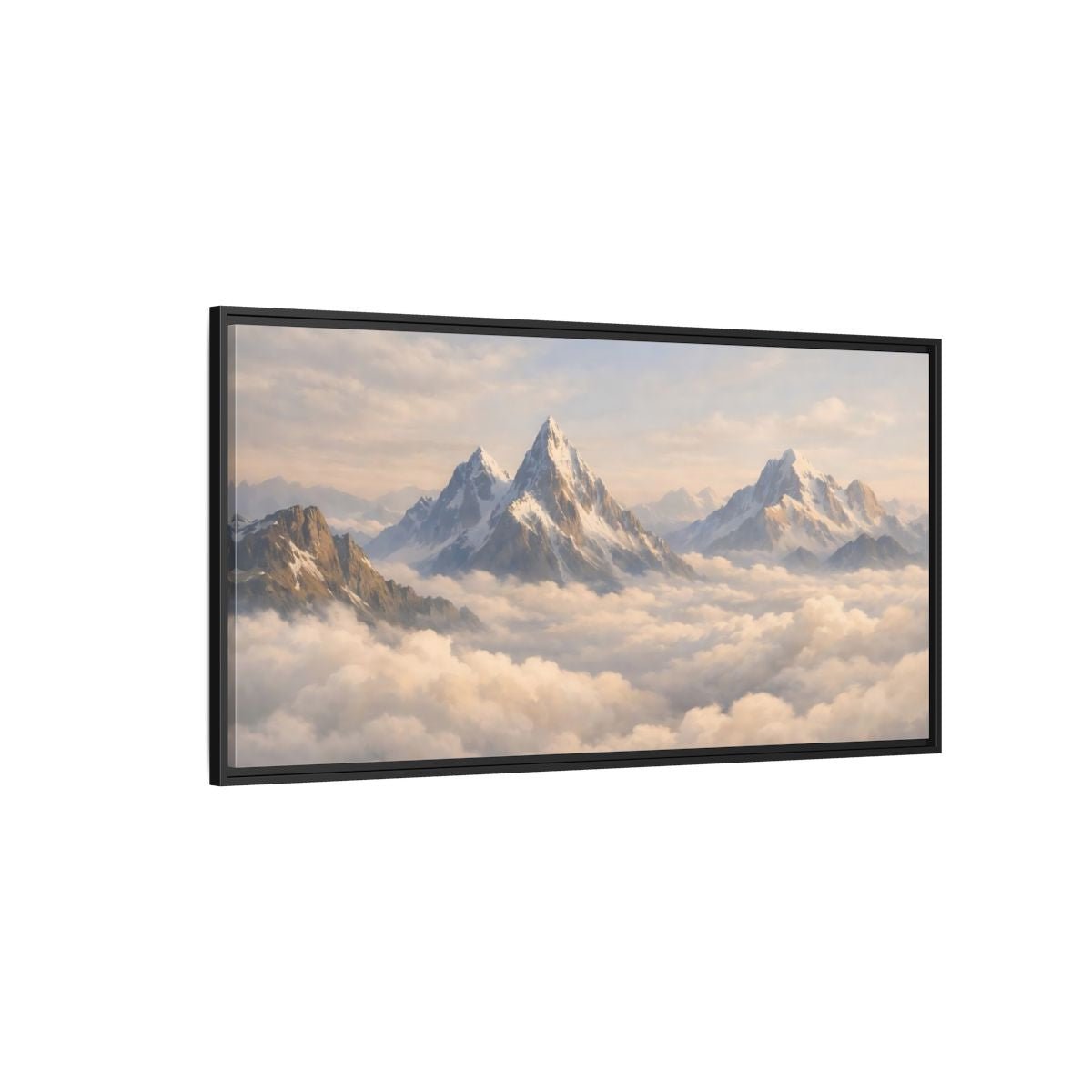 Landscape Nature Snowy Mountains - Framed Canvas Wall Art Print - YesArtYes