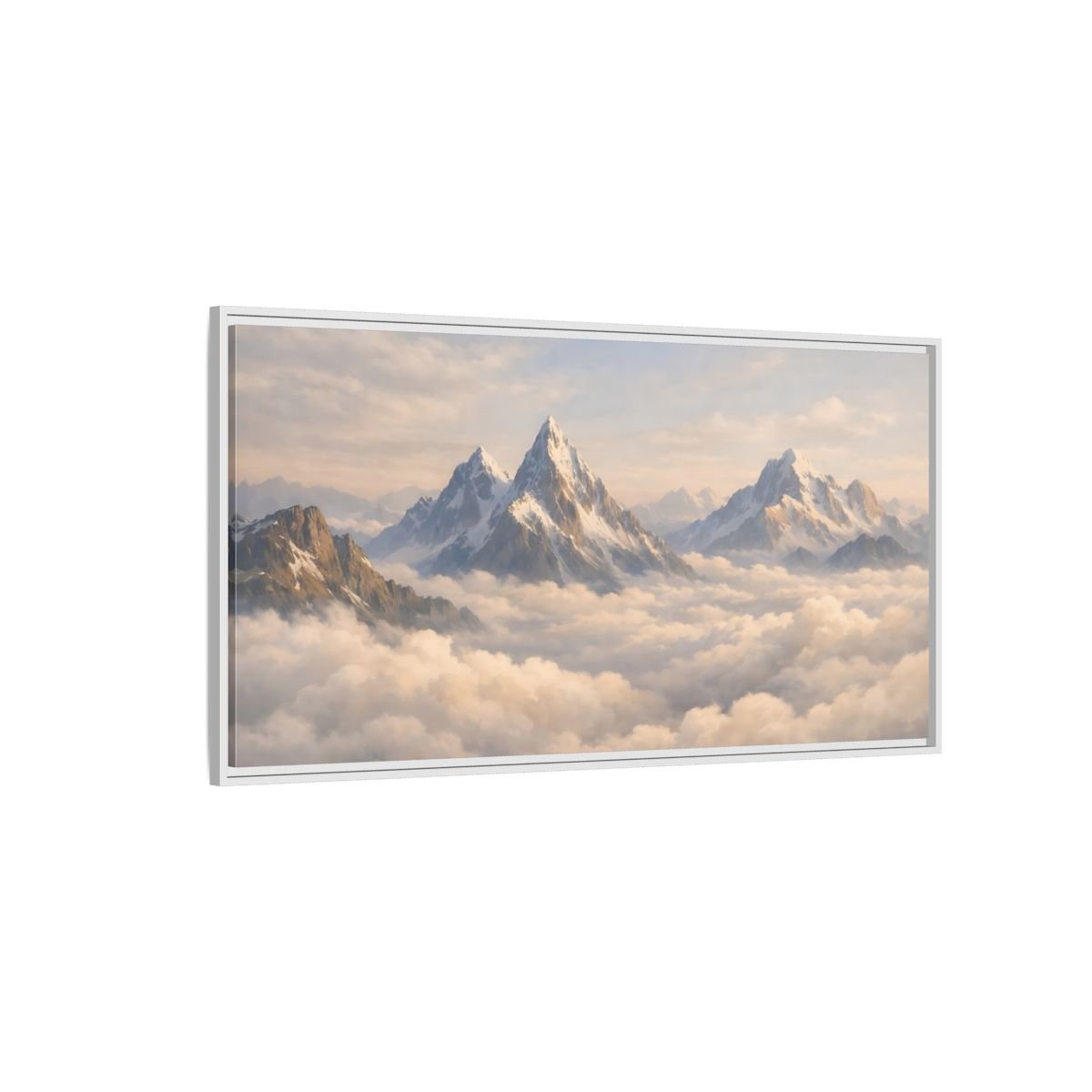 Landscape Nature Snowy Mountains - Framed Canvas Wall Art Print - YesArtYes