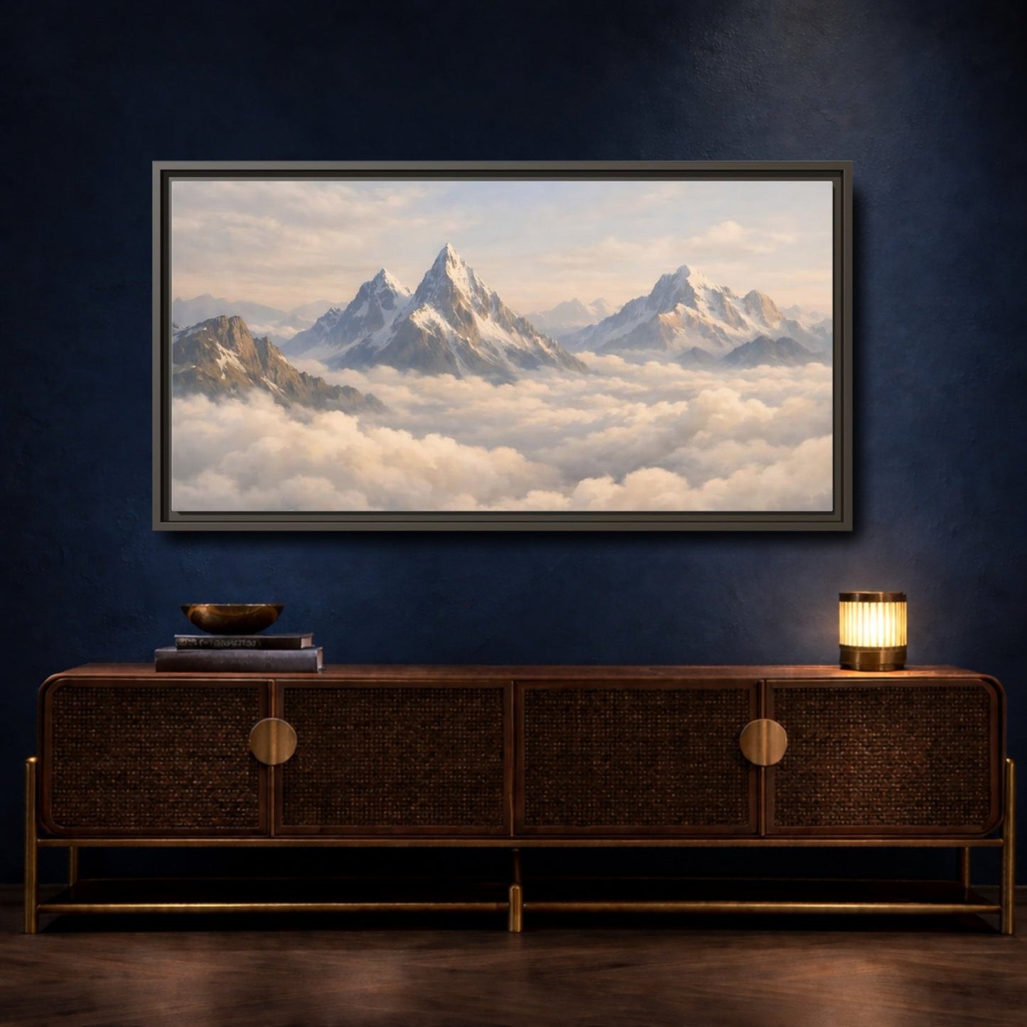 Landscape Nature Snowy Mountains - Framed Canvas Wall Art Print - YesArtYes
