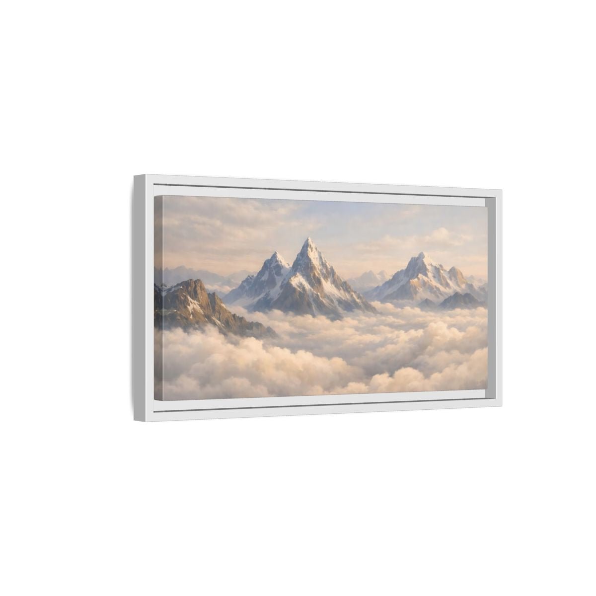 Landscape Nature Snowy Mountains - Framed Canvas Wall Art Print - YesArtYes