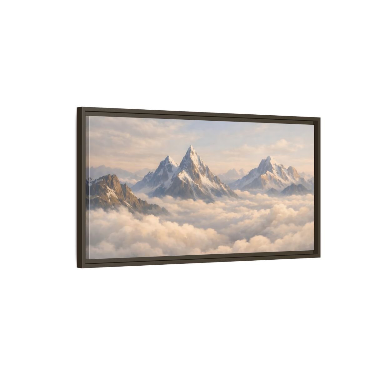 Landscape Nature Snowy Mountains - Framed Canvas Wall Art Print - YesArtYes