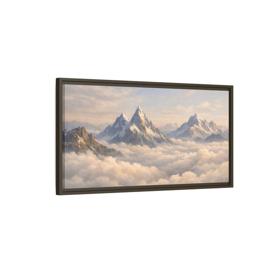 Landscape Nature Snowy Mountains - Framed Canvas Wall Art Print - YesArtYes