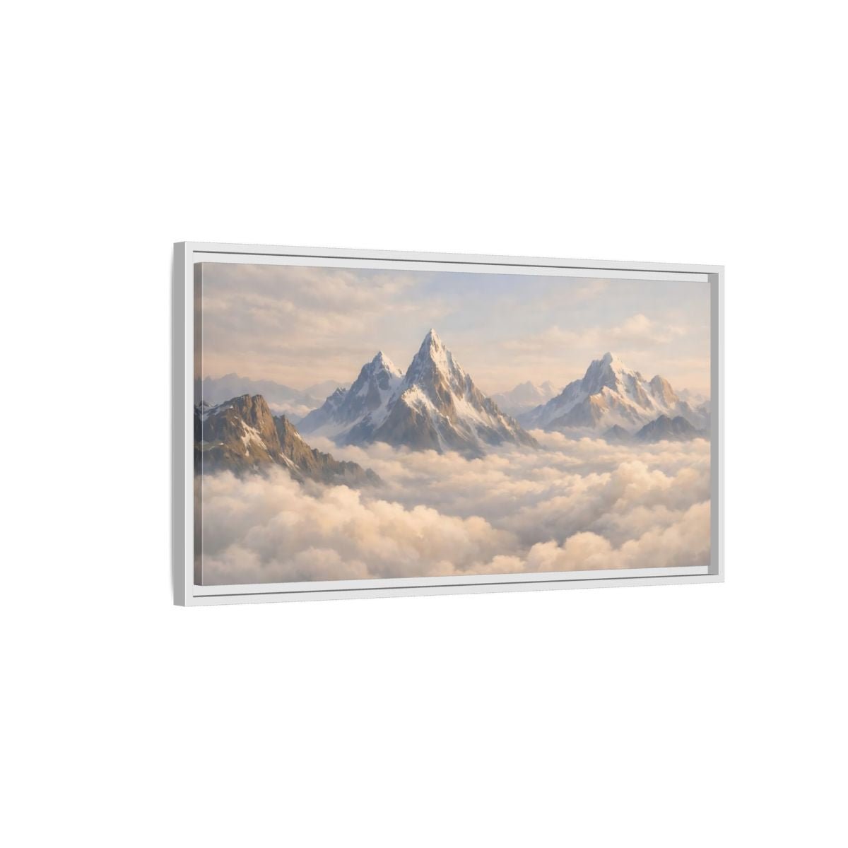 Landscape Nature Snowy Mountains - Framed Canvas Wall Art Print - YesArtYes