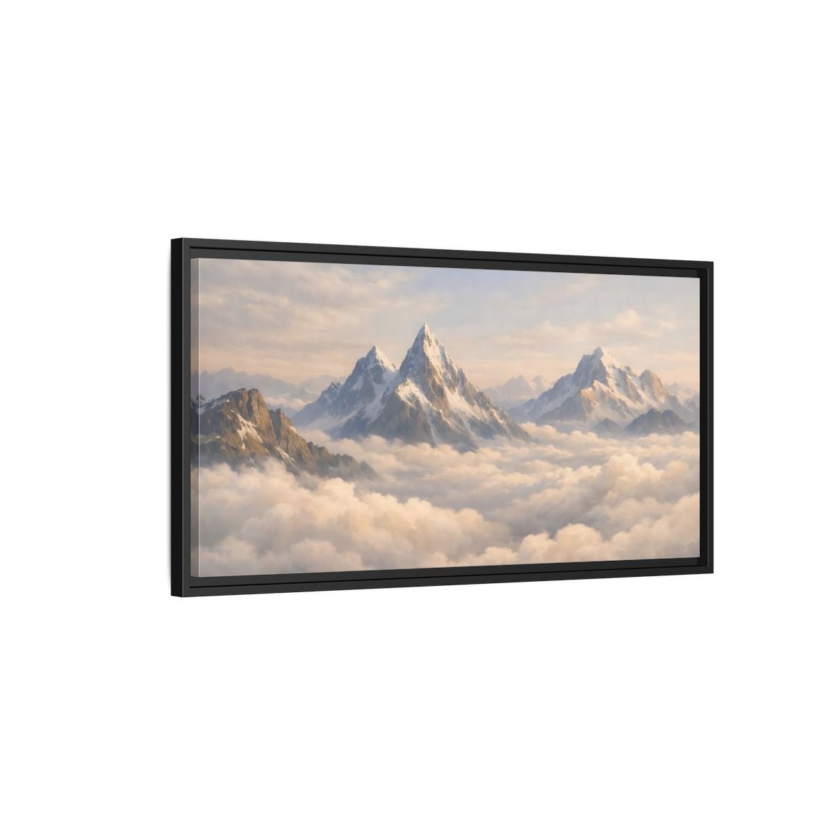 Landscape Nature Snowy Mountains - Framed Canvas Wall Art Print - YesArtYes
