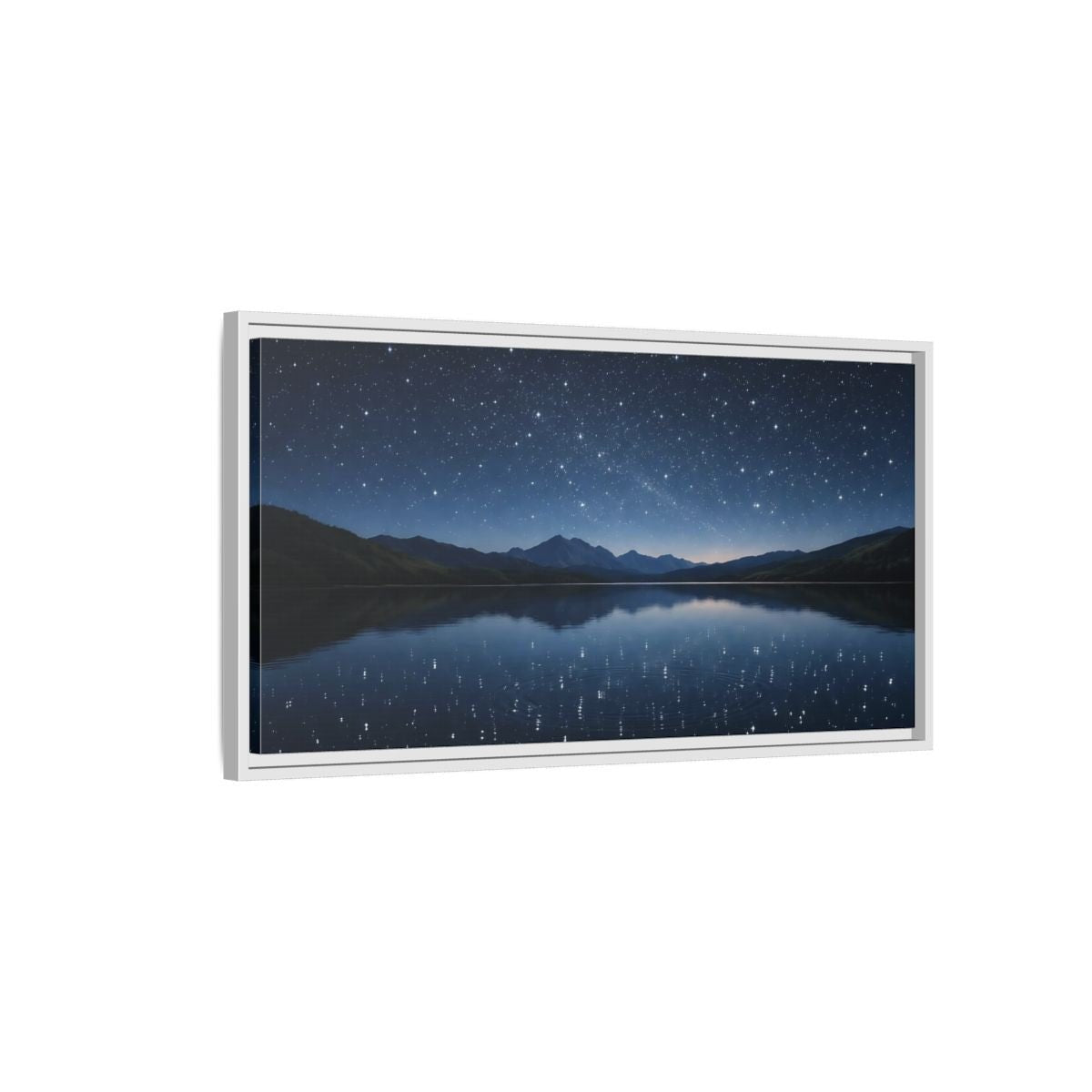 Landscape Nature Starry Night Deep Blue - Framed Canvas Wall Art Print - YesArtYes