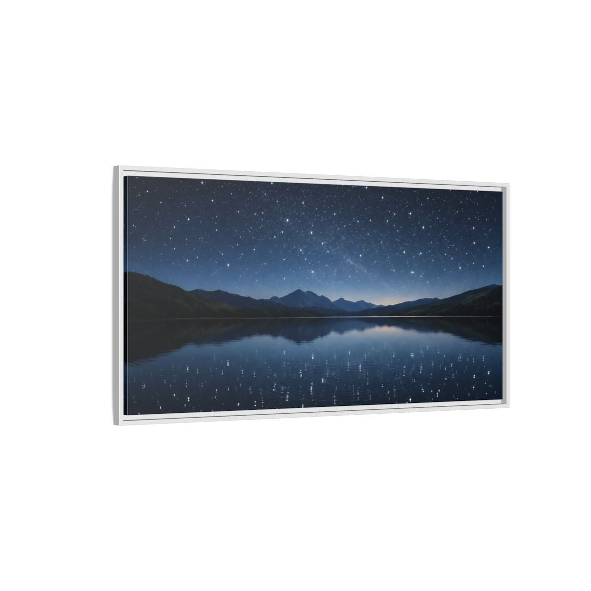 Landscape Nature Starry Night Deep Blue - Framed Canvas Wall Art Print - YesArtYes