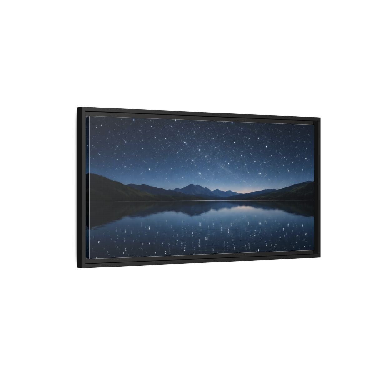 Landscape Nature Starry Night Deep Blue - Framed Canvas Wall Art Print - YesArtYes