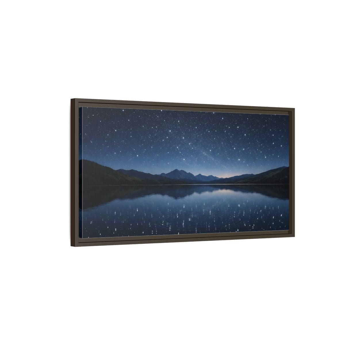 Landscape Nature Starry Night Deep Blue - Framed Canvas Wall Art Print - YesArtYes