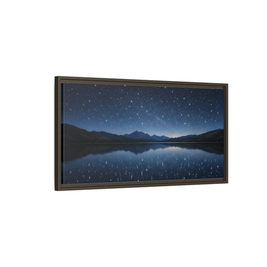 Landscape Nature Starry Night Deep Blue - Framed Canvas Wall Art Print - YesArtYes