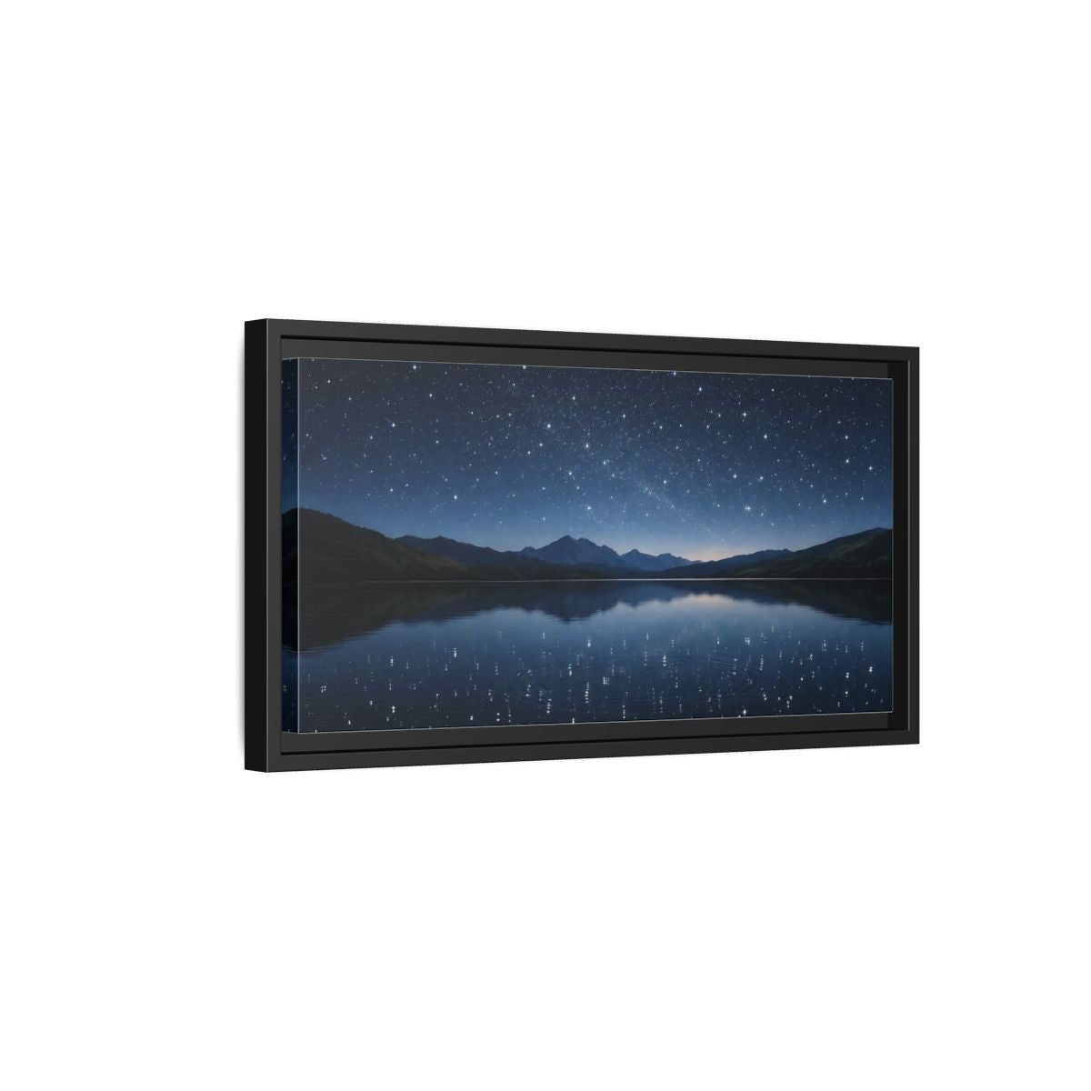 Landscape Nature Starry Night Deep Blue - Framed Canvas Wall Art Print - YesArtYes