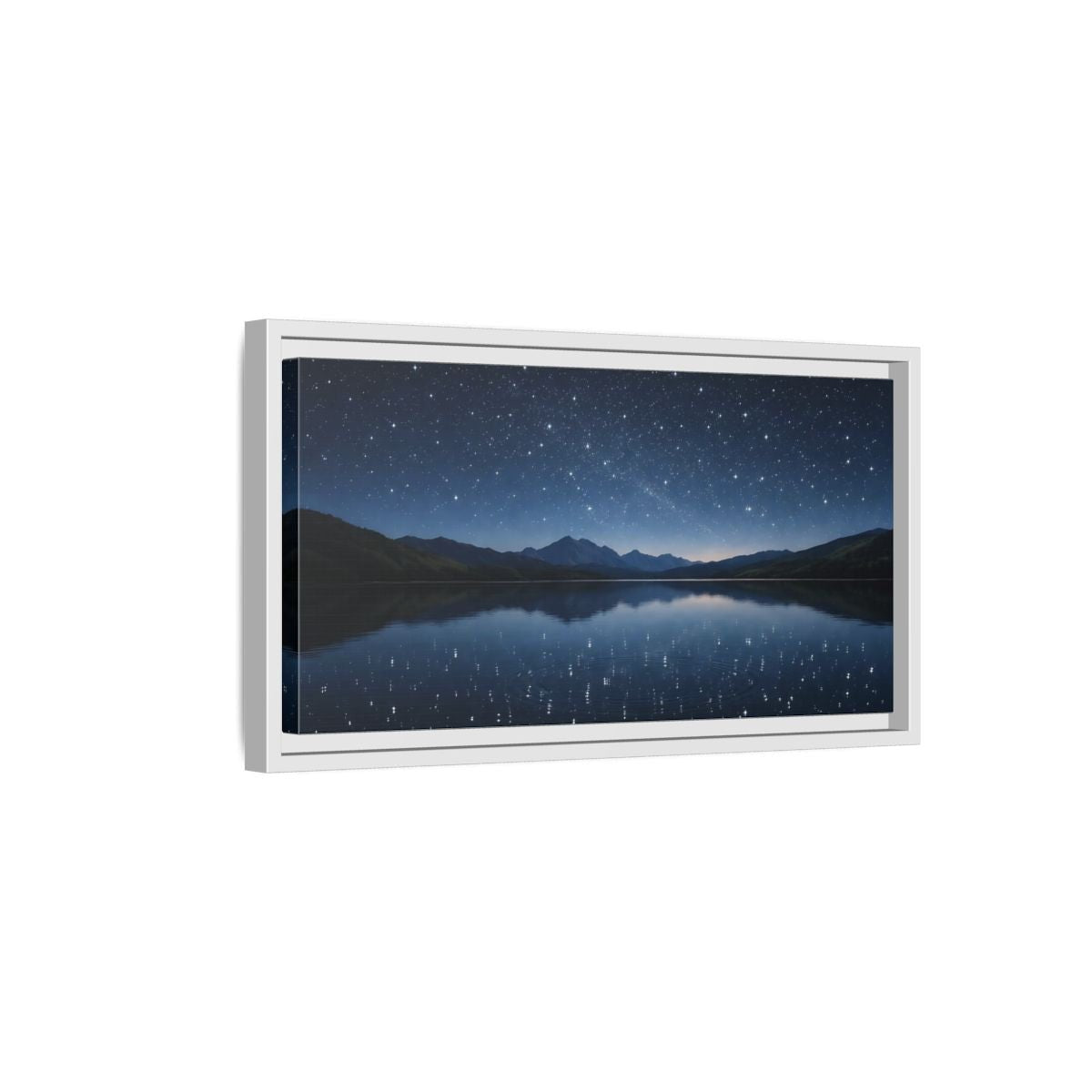 Landscape Nature Starry Night Deep Blue - Framed Canvas Wall Art Print - YesArtYes