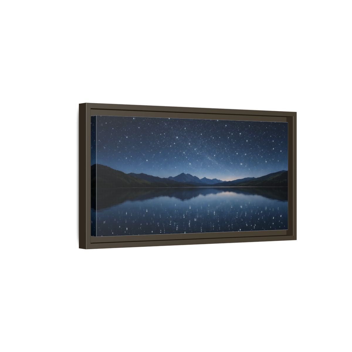 Landscape Nature Starry Night Deep Blue - Framed Canvas Wall Art Print - YesArtYes