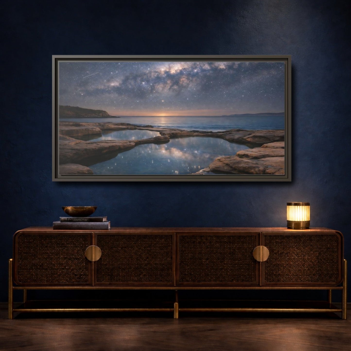 Landscape Nature Starry Night Milky Way - Framed Canvas Wall Art Print - YesArtYes