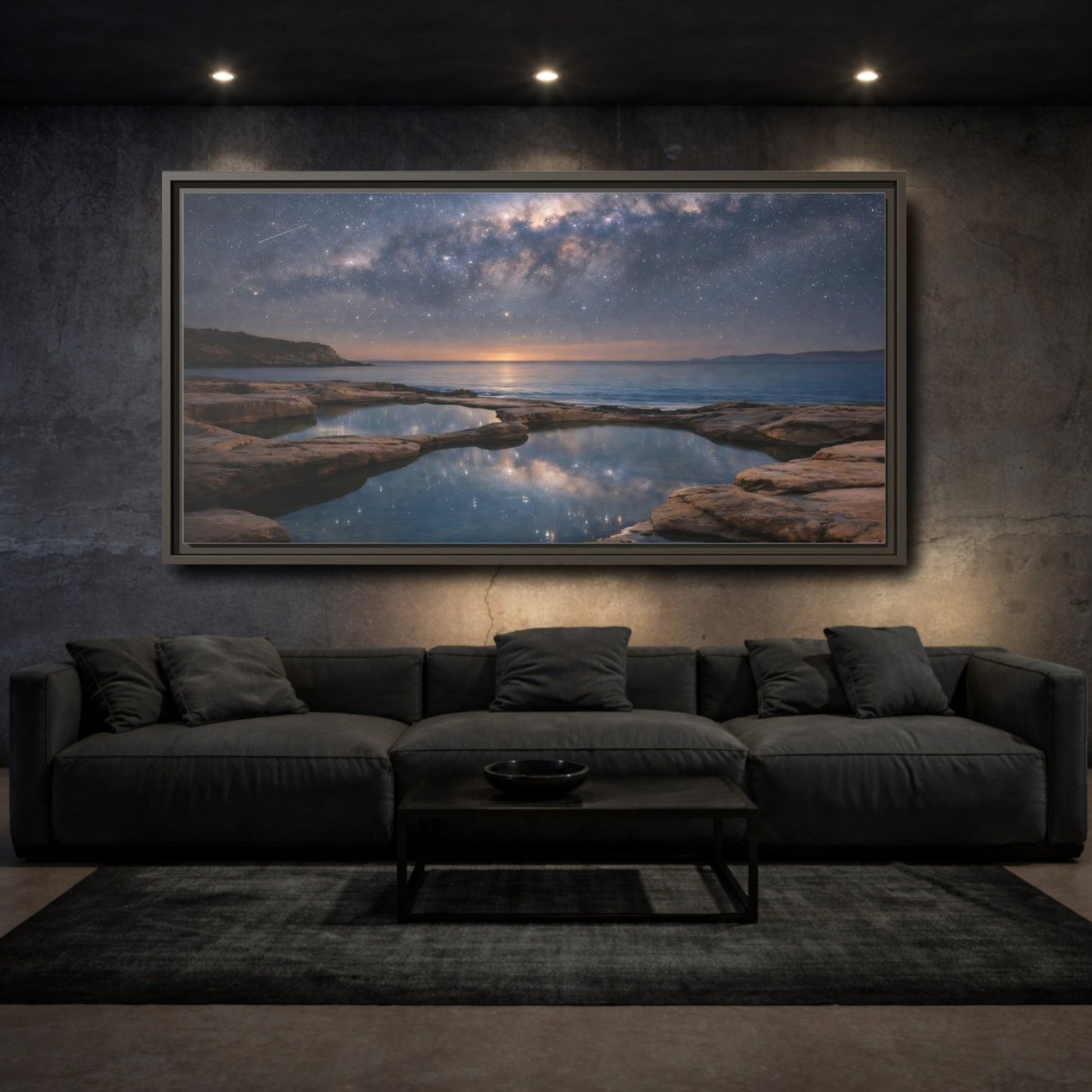 Landscape Nature Starry Night Milky Way - Framed Canvas Wall Art Print - YesArtYes