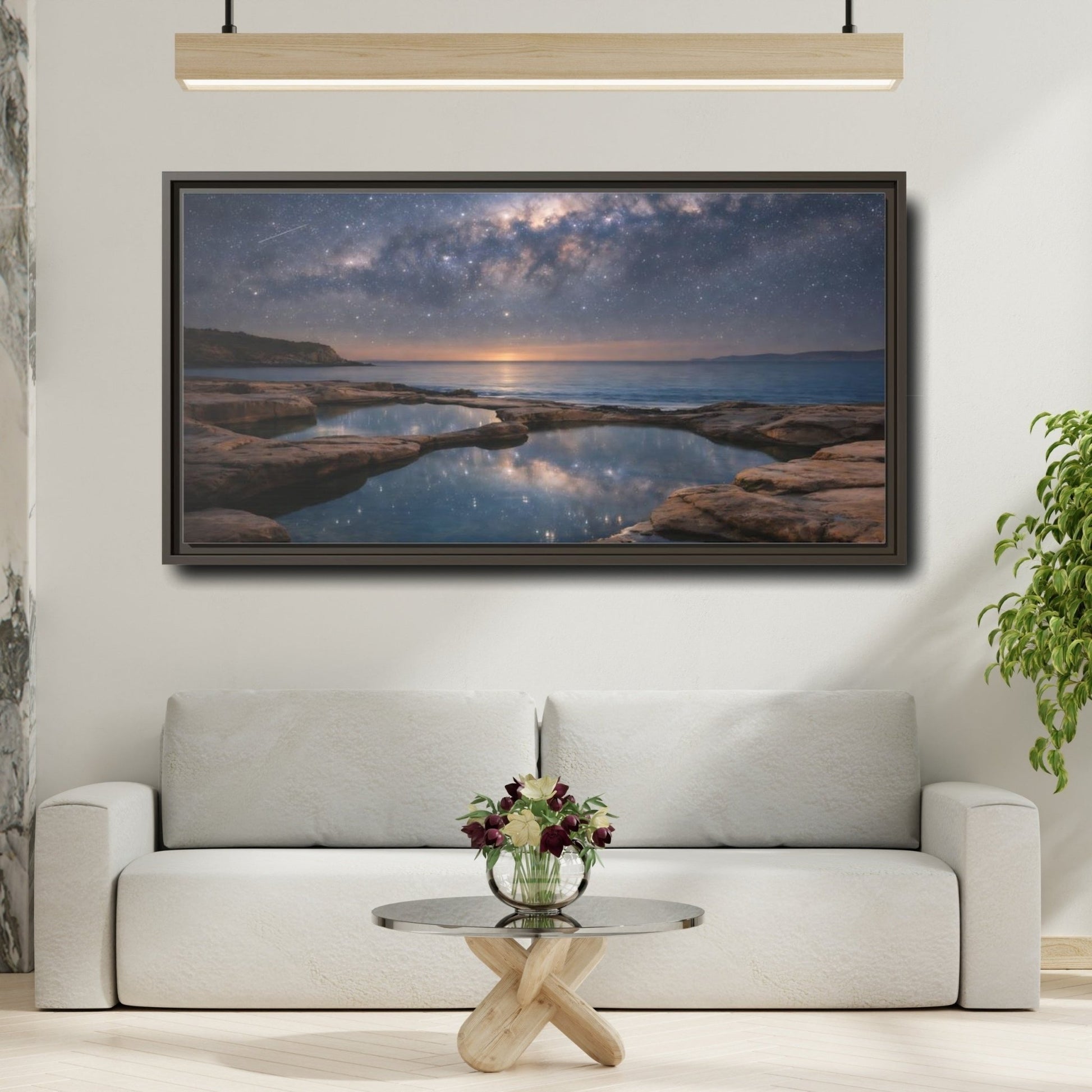 Landscape Nature Starry Night Milky Way - Framed Canvas Wall Art Print - YesArtYes
