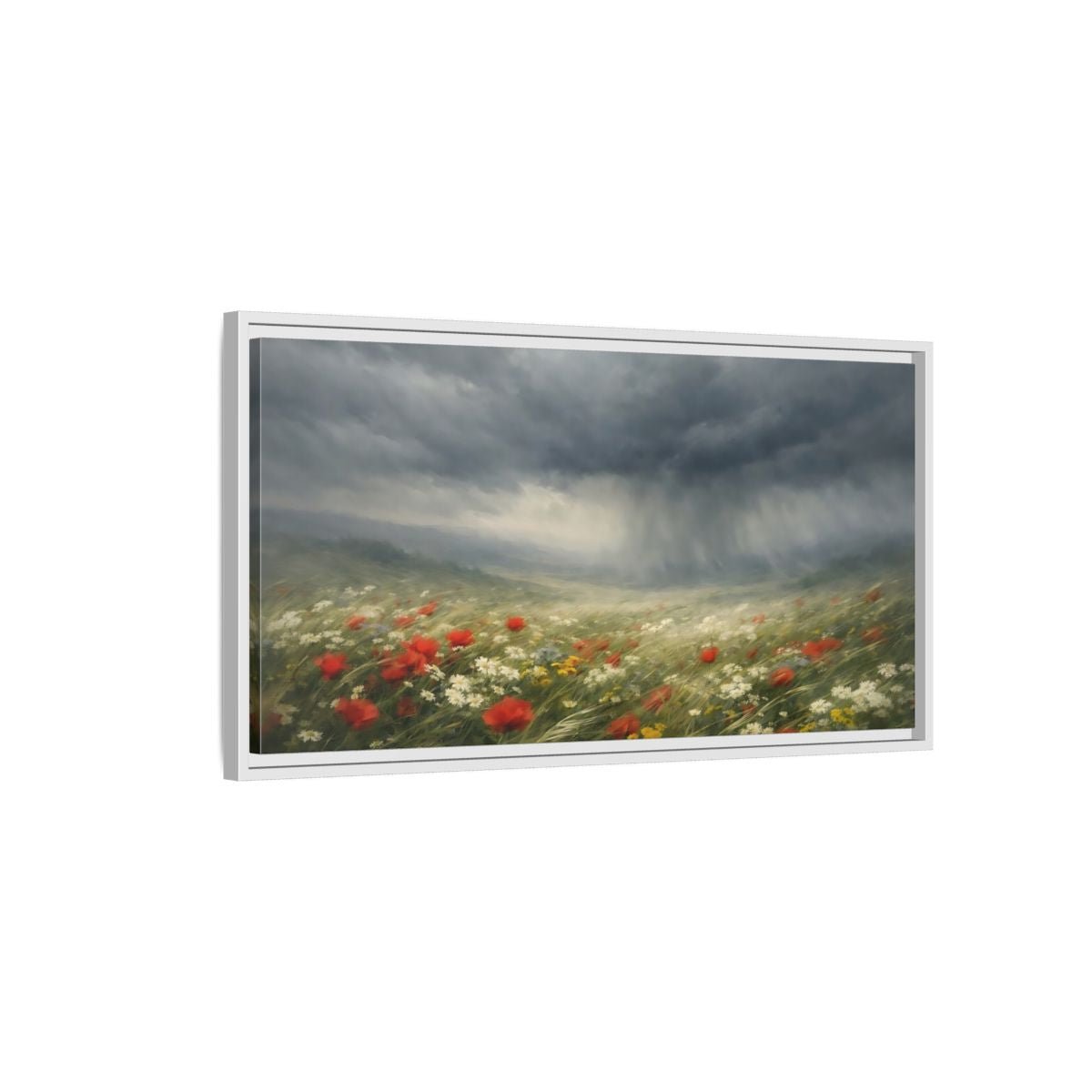 Landscape Nature Stormy Meadow - Framed Canvas Wall Art Print - YesArtYes