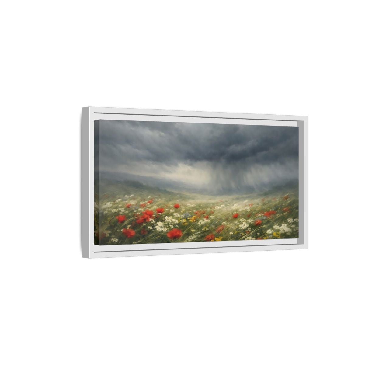 Landscape Nature Stormy Meadow - Framed Canvas Wall Art Print - YesArtYes