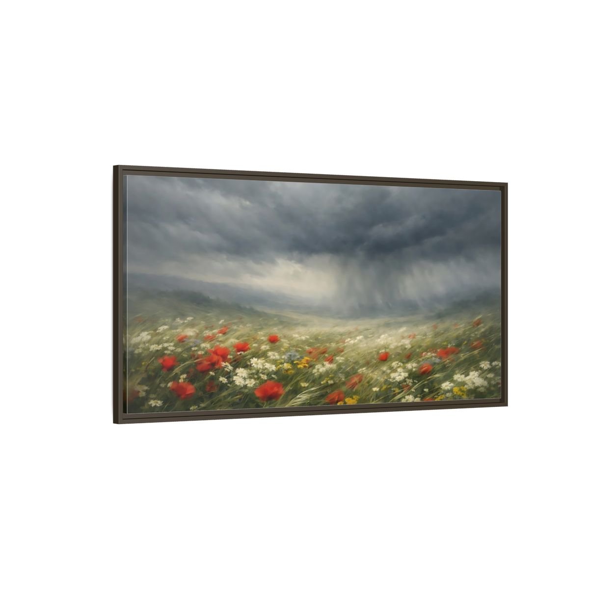 Landscape Nature Stormy Meadow - Framed Canvas Wall Art Print - YesArtYes