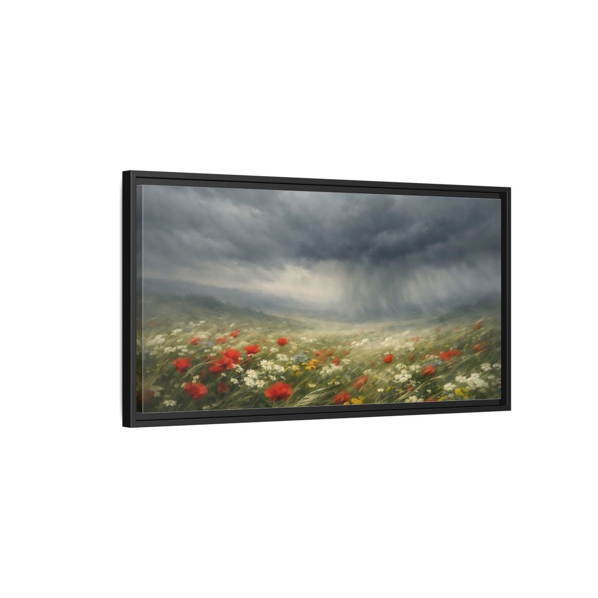 Landscape Nature Stormy Meadow - Framed Canvas Wall Art Print - YesArtYes