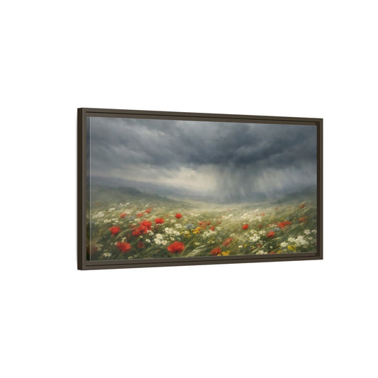 Landscape Nature Stormy Meadow - Framed Canvas Wall Art Print - YesArtYes