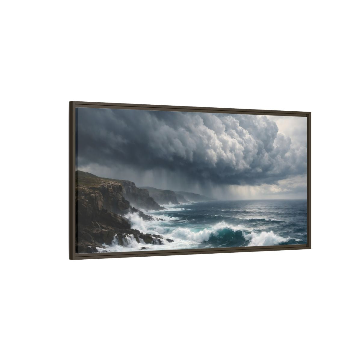 Side Mockup 4. Nature Stormy Ocean Stormy Ocean shown as stretched canvas wall art