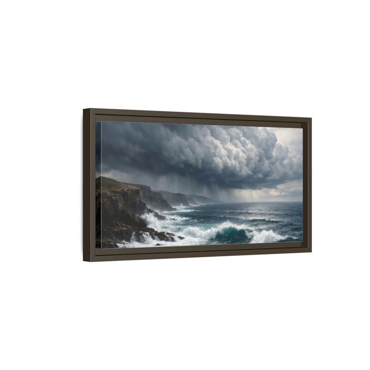 Side Mockup 7. Nature Stormy Ocean Stormy Ocean shown as stretched canvas wall art