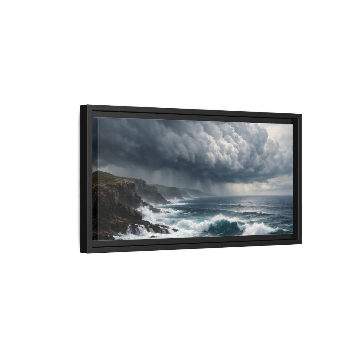 Side Mockup 8. Nature Stormy Ocean Stormy Ocean shown as stretched canvas wall art