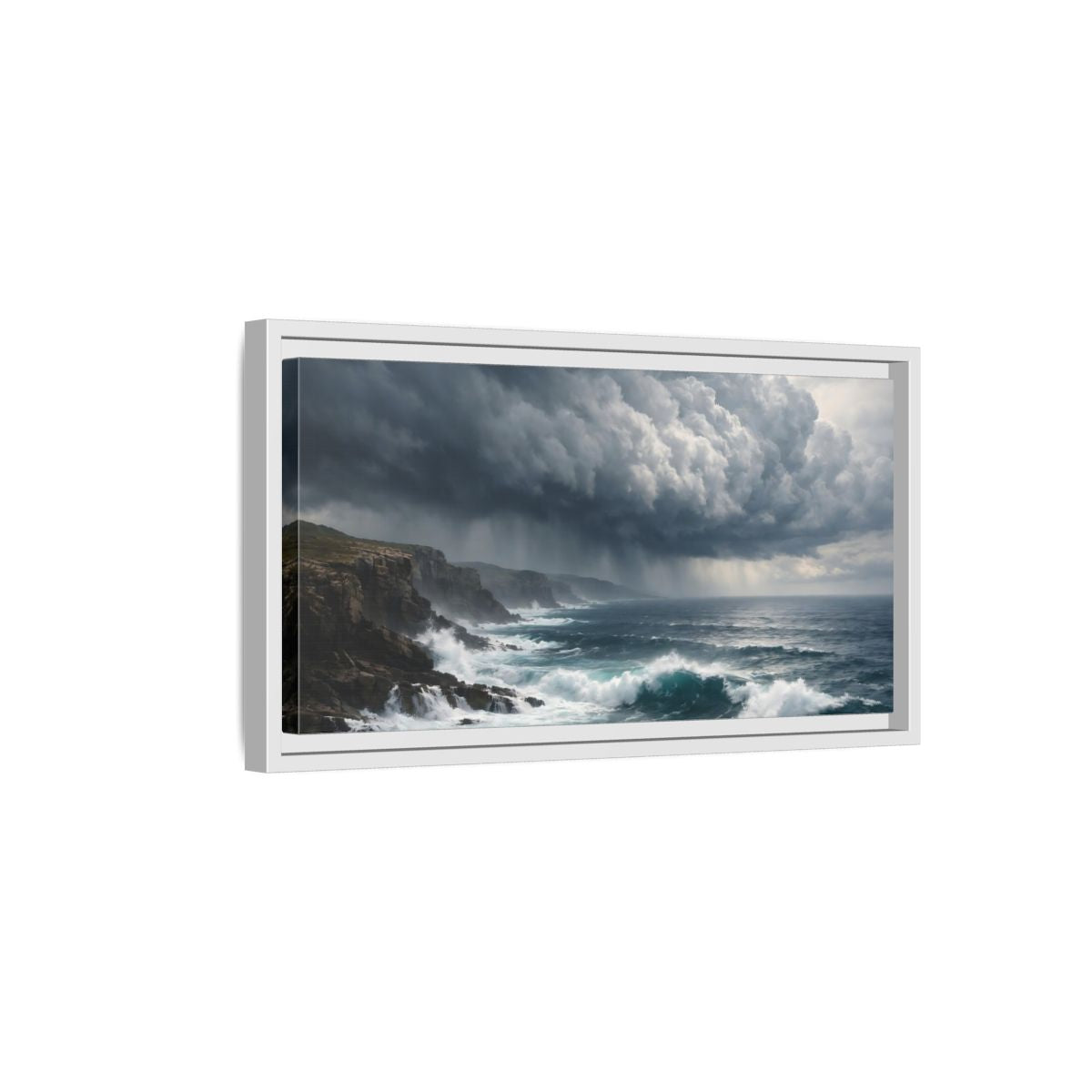 Side Mockup 6. Nature Stormy Ocean Stormy Ocean shown as stretched canvas wall art