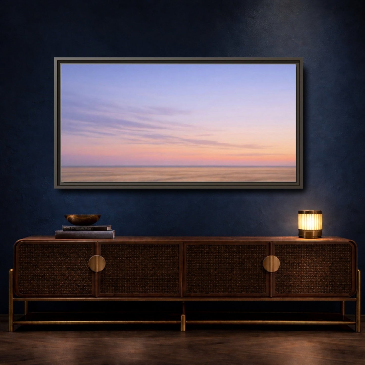 Landscape Nature Sunset Field Pastel - Framed Canvas Wall Art Print - YesArtYes