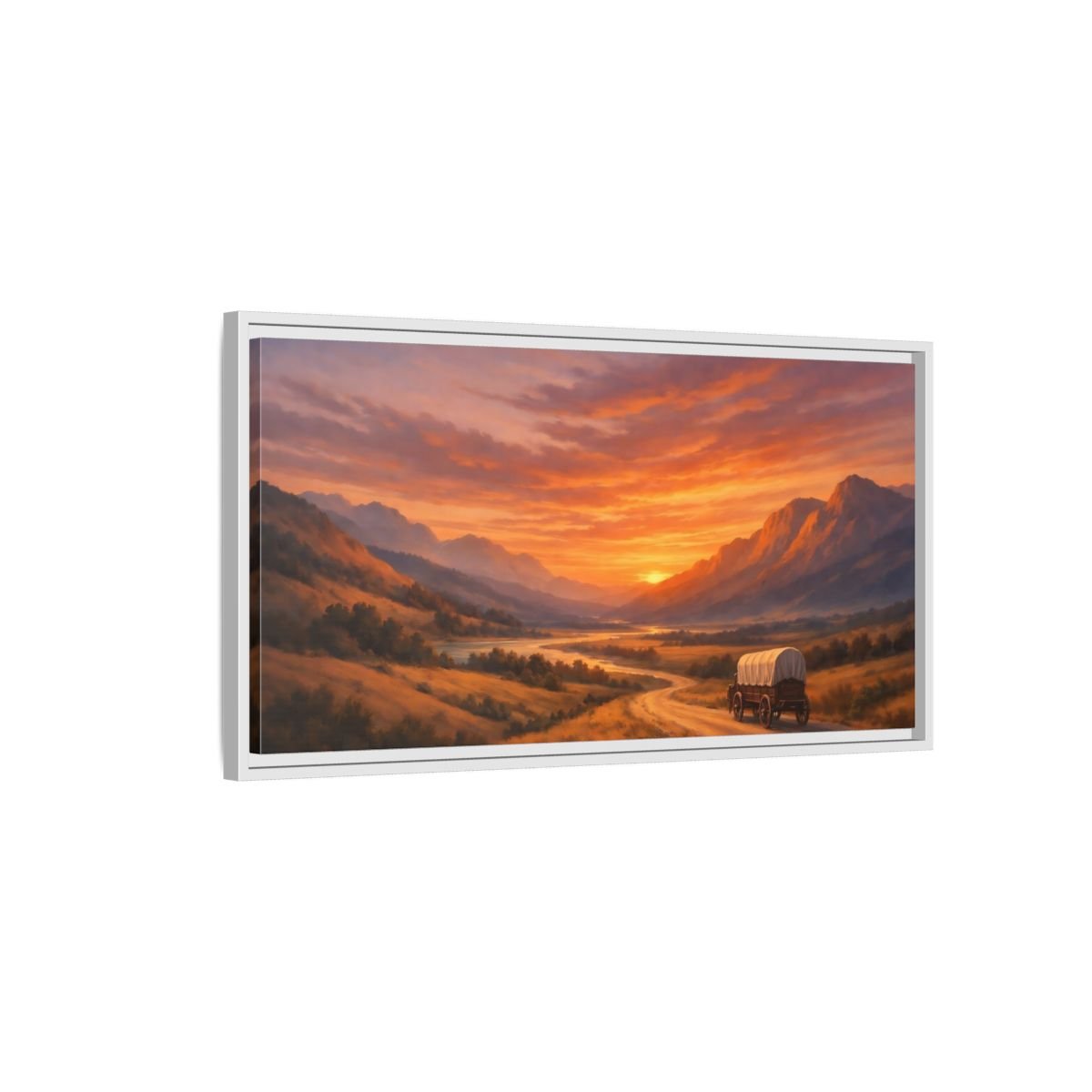 Landscape Nature Sunset Orange - Framed Canvas Wall Art Print - YesArtYes