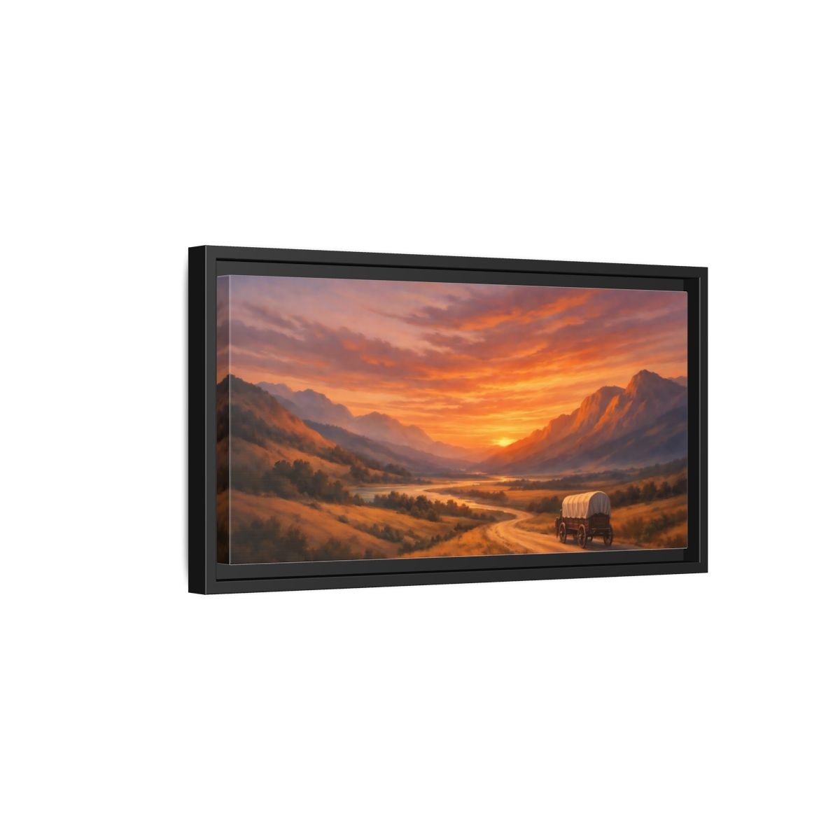 Landscape Nature Sunset Orange - Framed Canvas Wall Art Print - YesArtYes