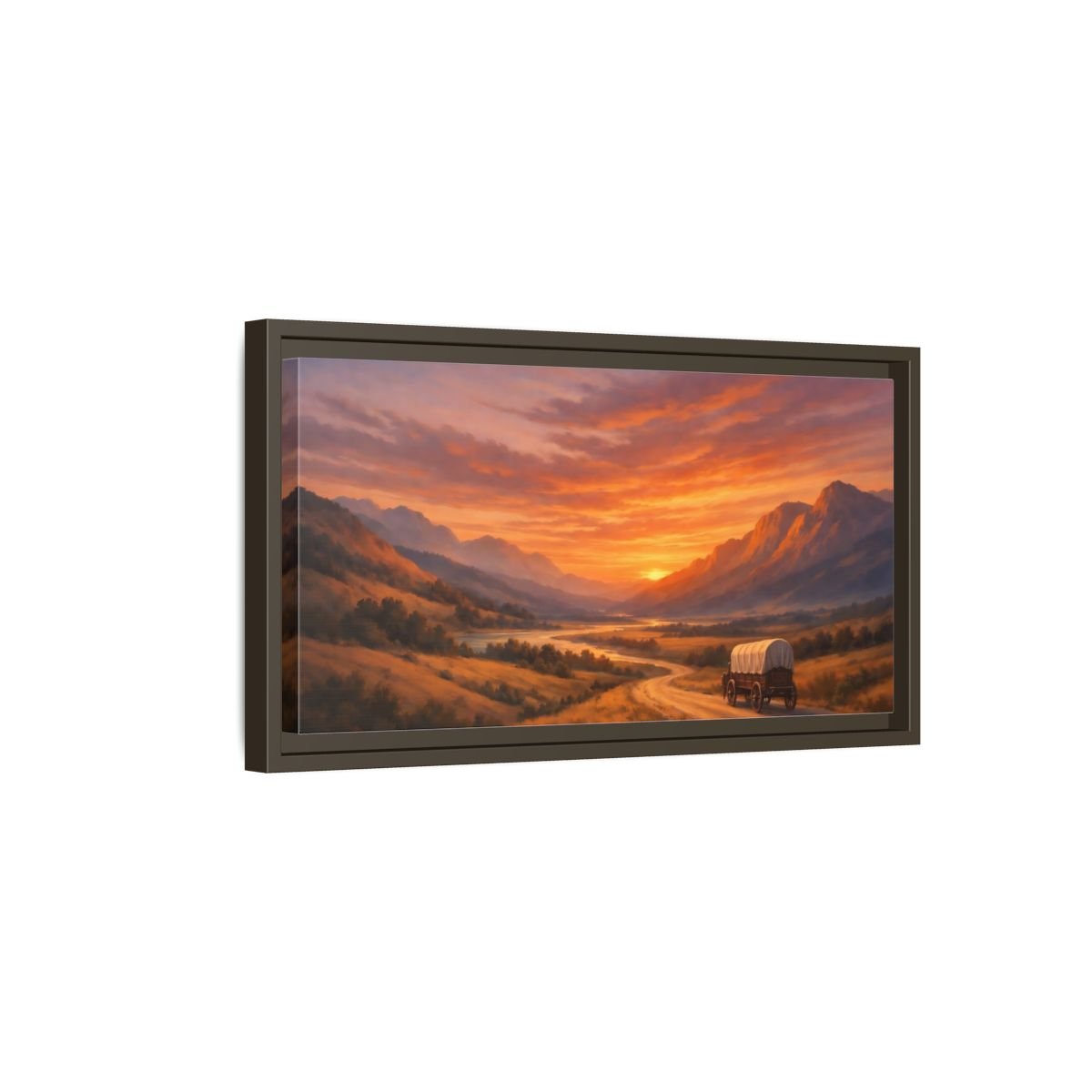 Landscape Nature Sunset Orange - Framed Canvas Wall Art Print - YesArtYes