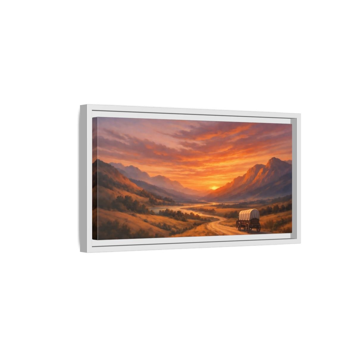 Landscape Nature Sunset Orange - Framed Canvas Wall Art Print - YesArtYes