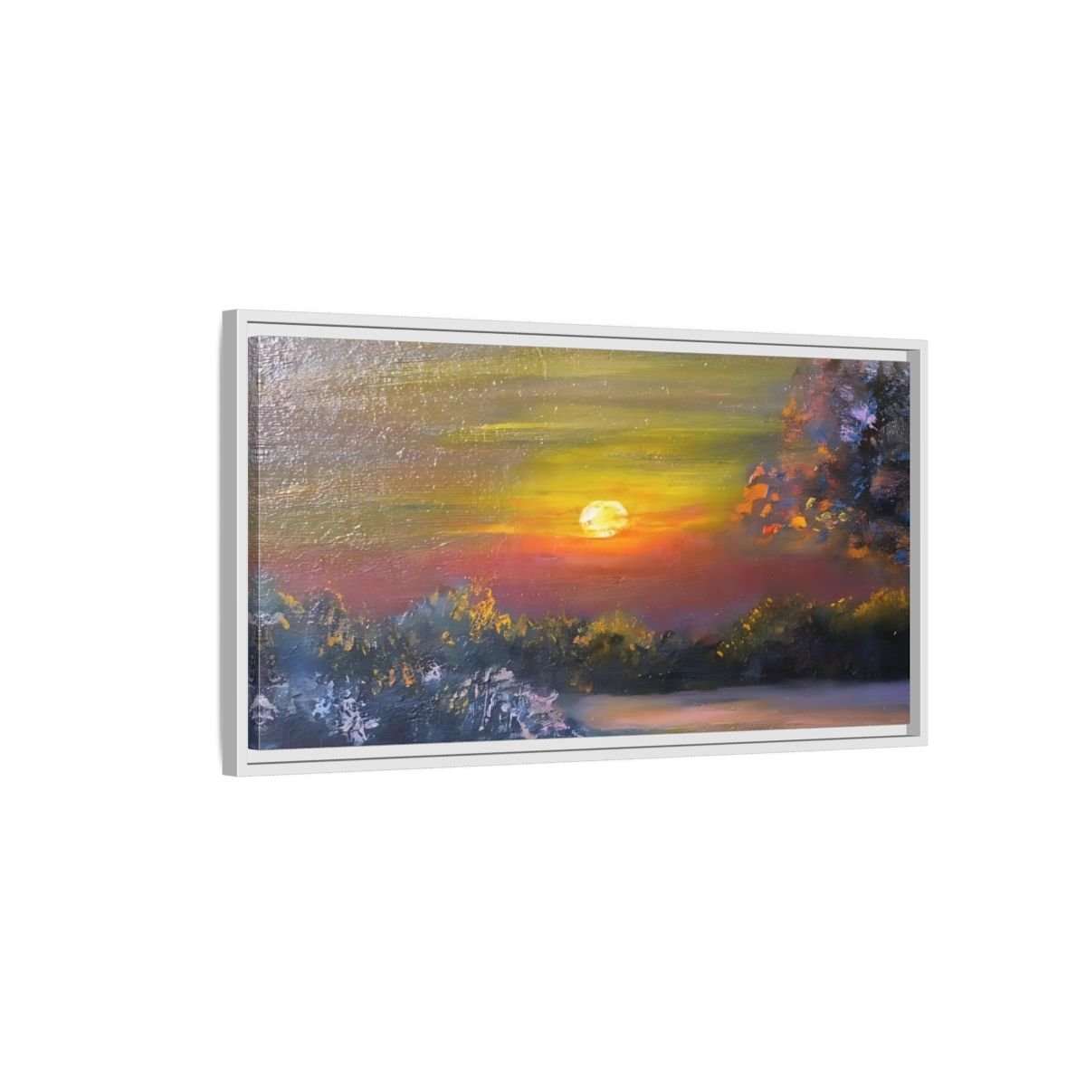 Landscape Nature Sunset Orange Yellow - Framed Canvas Wall Art Print - YesArtYes