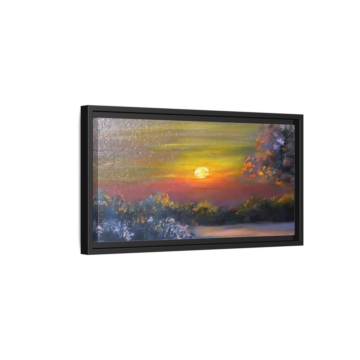 Landscape Nature Sunset Orange Yellow - Framed Canvas Wall Art Print - YesArtYes