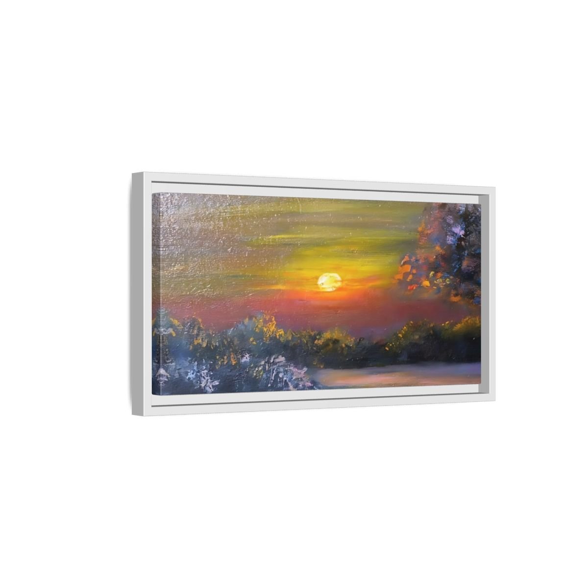 Landscape Nature Sunset Orange Yellow - Framed Canvas Wall Art Print - YesArtYes