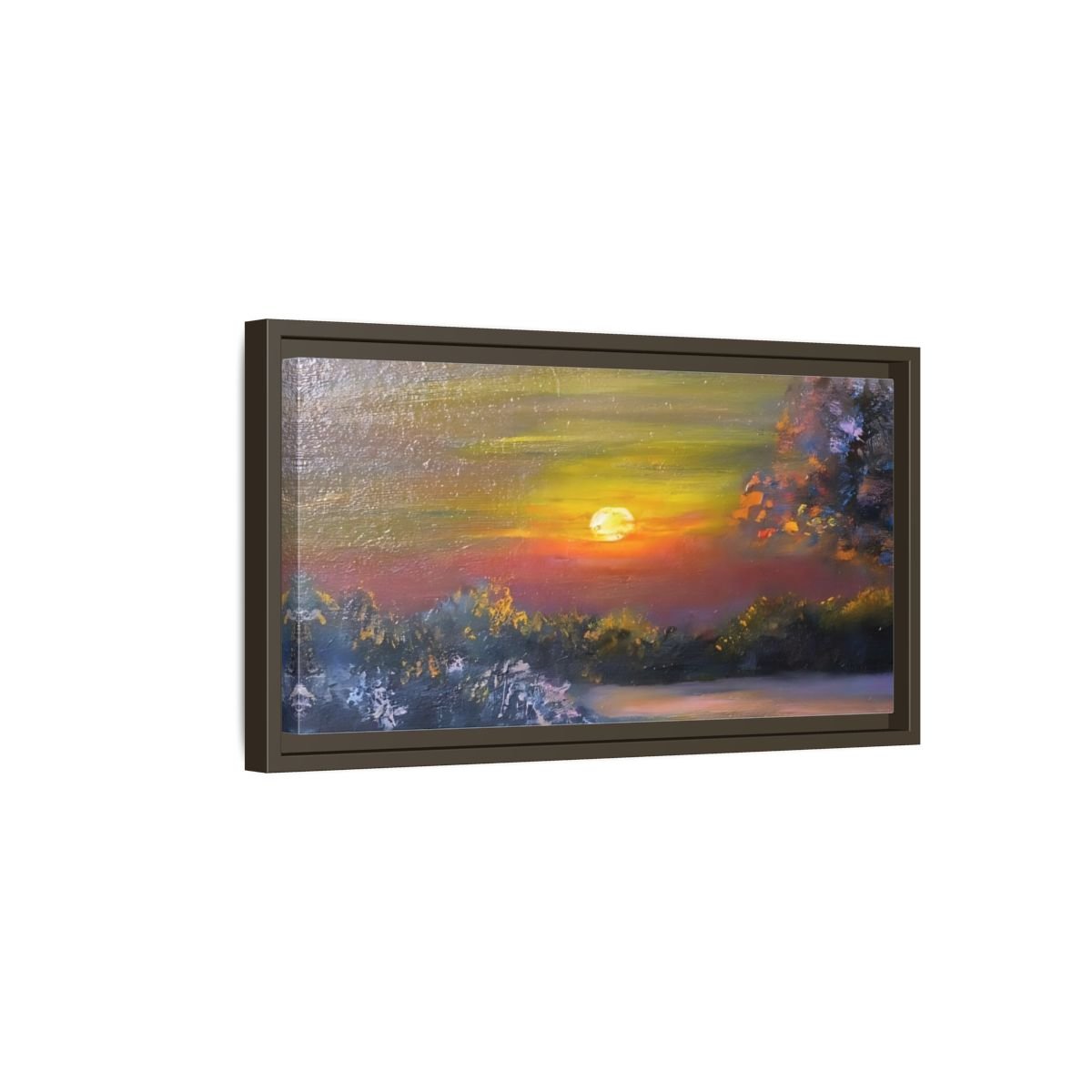 Landscape Nature Sunset Orange Yellow - Framed Canvas Wall Art Print - YesArtYes