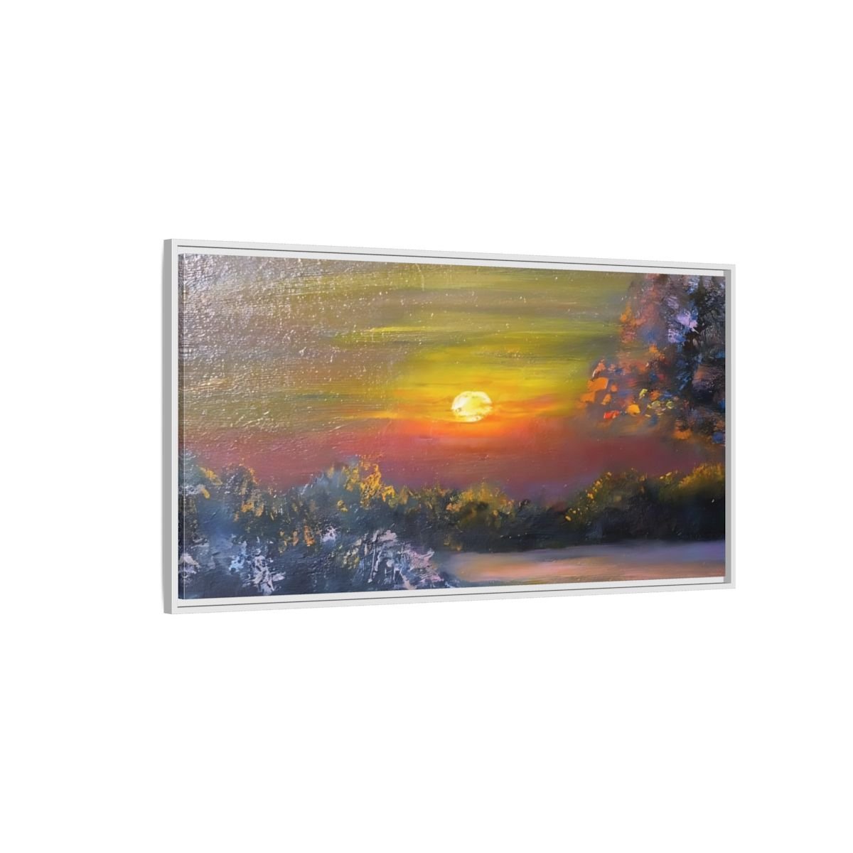 Landscape Nature Sunset Orange Yellow - Framed Canvas Wall Art Print - YesArtYes