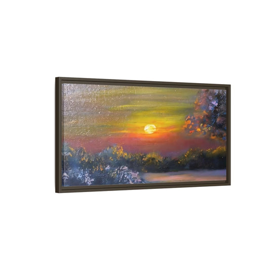 Landscape Nature Sunset Orange Yellow - Framed Canvas Wall Art Print - YesArtYes