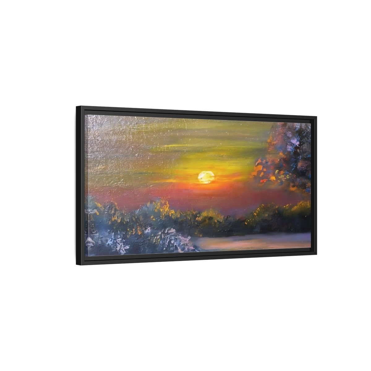 Landscape Nature Sunset Orange Yellow - Framed Canvas Wall Art Print - YesArtYes
