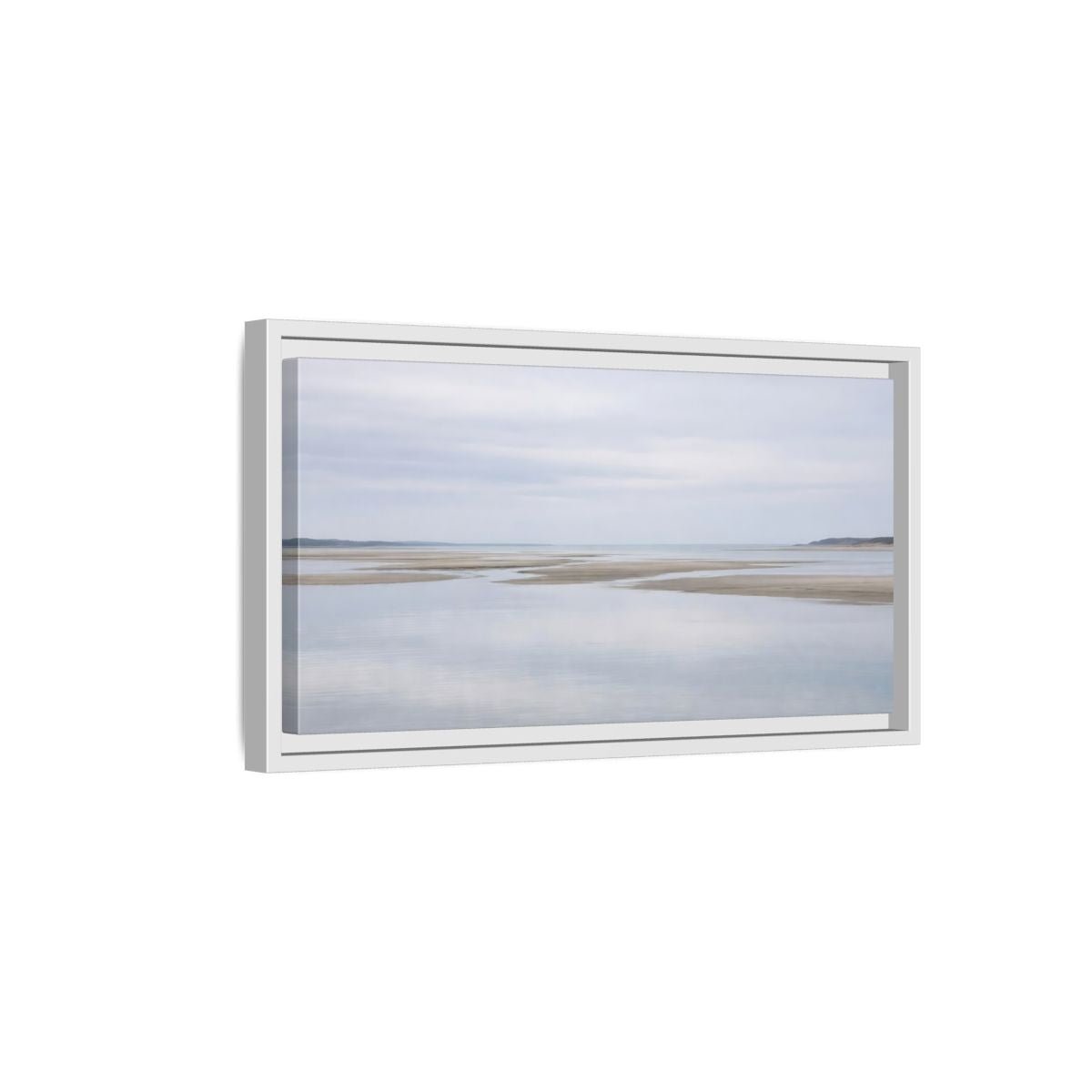 Landscape Nature Tidal Flats Muted Blue - Framed Canvas Wall Art Print - YesArtYes