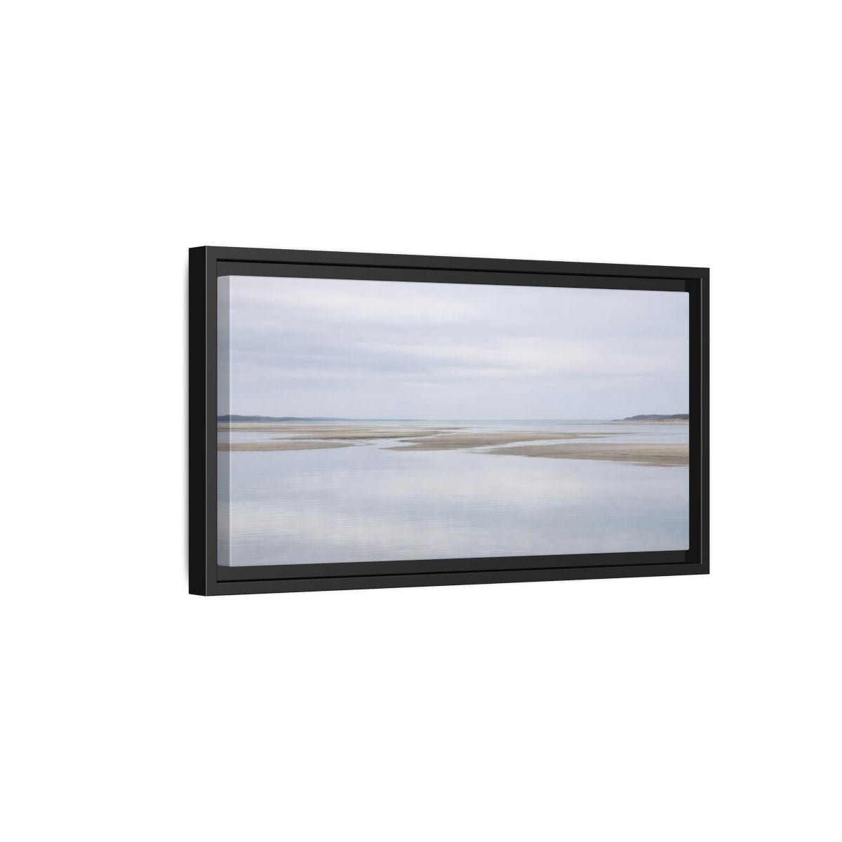 Landscape Nature Tidal Flats Muted Blue - Framed Canvas Wall Art Print - YesArtYes