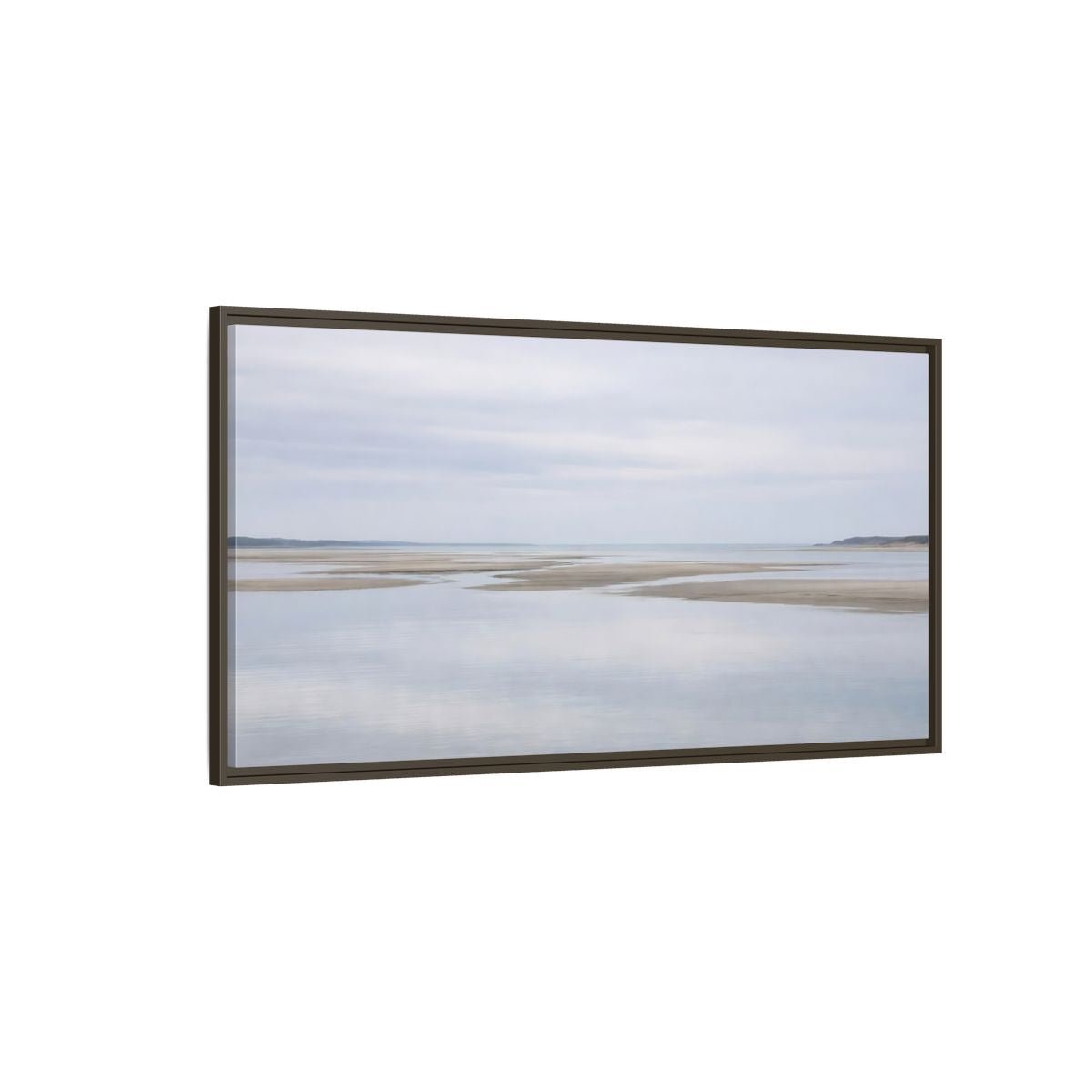 Landscape Nature Tidal Flats Muted Blue - Framed Canvas Wall Art Print - YesArtYes