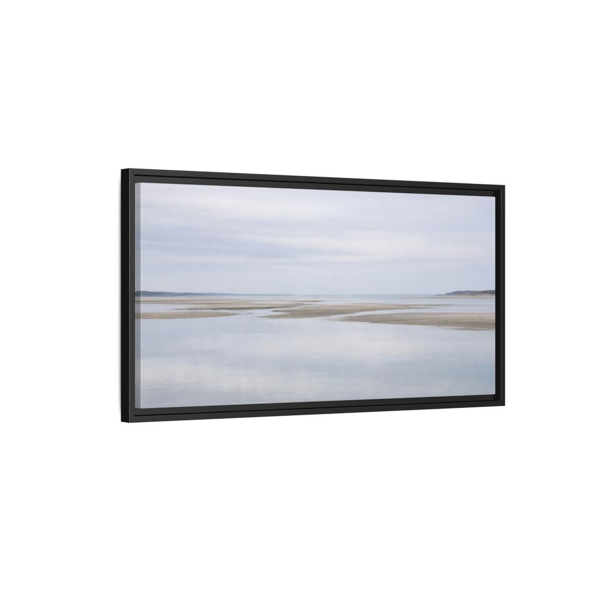 Landscape Nature Tidal Flats Muted Blue - Framed Canvas Wall Art Print - YesArtYes